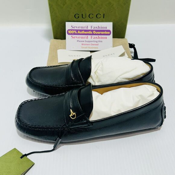 Gucci Half Horsebit Driver Loafers Size 8/US 8.5  Black Leather Shoes NIB main image 5